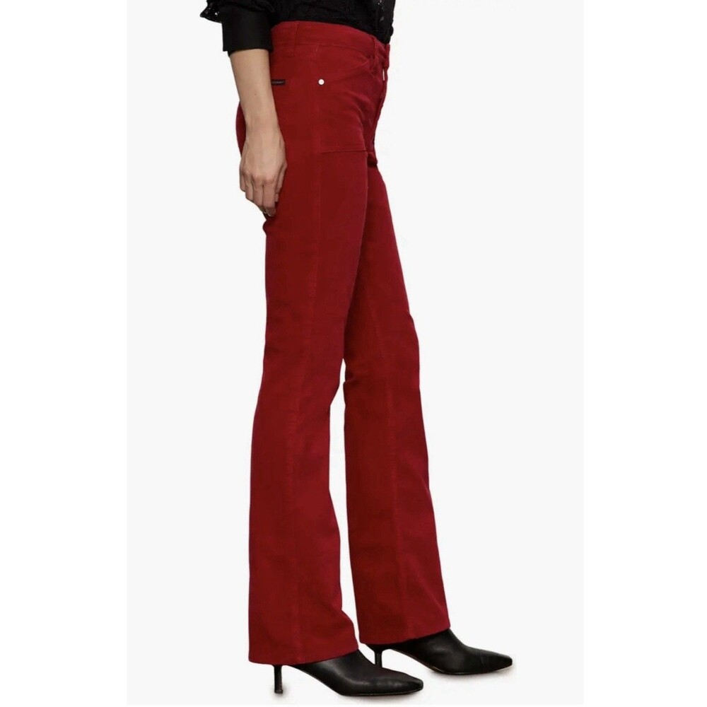 Sanctuary High Waist Velveteen Bootcut Pants Cherry Lacquer Women’s 24 FLAWED - Picture 3 of 16